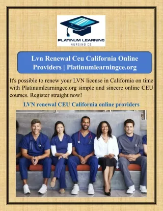 Lvn Renewal Ceu California Online Providers Platinumlearningce.org