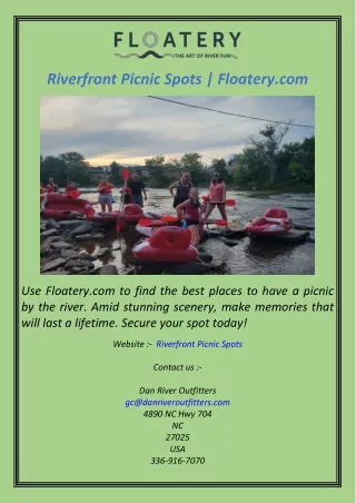 Riverfront Picnic Spots  Floatery.com