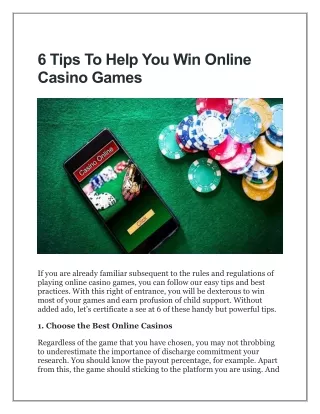 6 Tips To Help You Win Online Casino Games