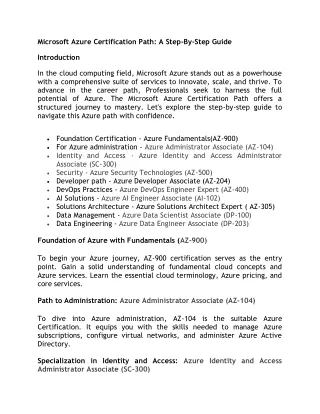 Microsoft Azure Certification Path