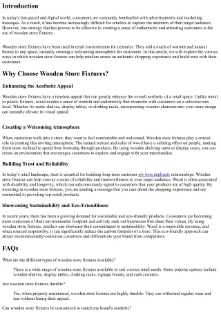 Wooden Store Fixtures: Creating a Sense of Authenticity in Retail