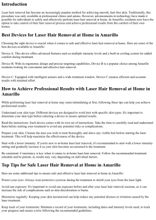 Top Tips for Safe Laser Hair Removal at Home in Amarillo