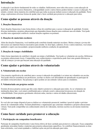 Educação para todos: Como contribuir para o acesso à educação de qualidade