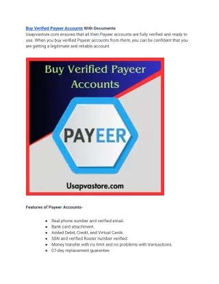 Buy Verified Payeer Accounts - 100% Safe & Real Accounts