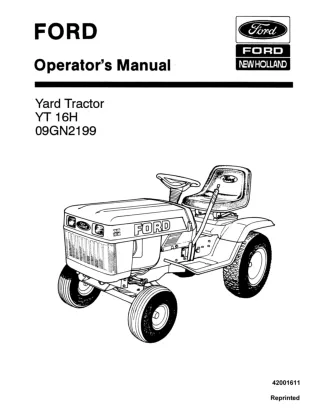 Ford New Holland YT16H Yard Tractor Operator’s Manual Instant Download (Publication No.42001611)