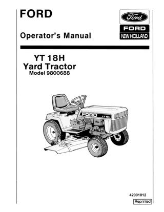 Ford New Holland YT18H Yard Tractor Operator’s Manual Instant Download (Publication No.42001812)