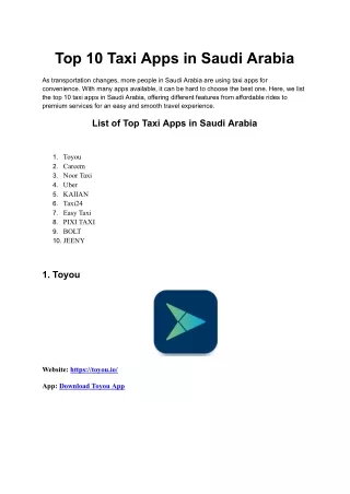 Top 10 Taxi Apps in Saudi Arabia