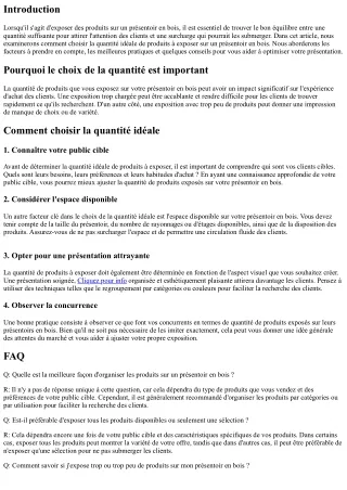 Comment choisir la quantité idéale de produits à exposer sur un présentoir en bo