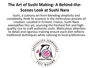 The Art of Sushi Making A Behind-the-Scenes Look at Sushi Nara