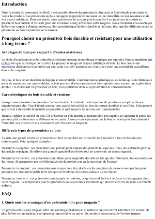 Pourquoi choisir un présentoir bois durable et résistant pour une utilisation à