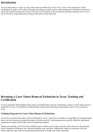 Becoming a Laser Tattoo Removal Technician in Texas: Training and Certification