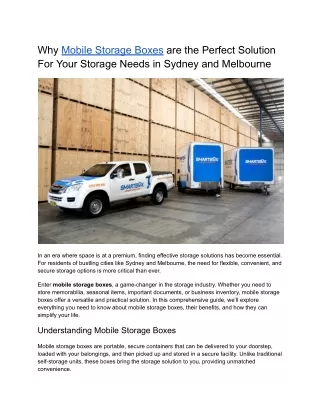 Why Mobile Storage Boxes are the Perfect Solution For Your Storage Needs in Sydney and Melbourne