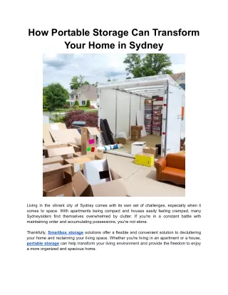 How Portable Storage Can Transform Your Home in Sydney