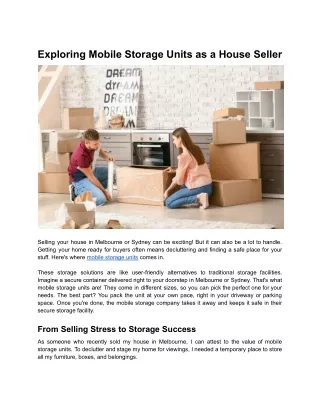 Exploring Mobile Storage Units in Melbourne and Sydney as House Seller