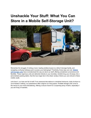 What can you store in a Mobile Self Storage Unit_