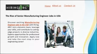 The Rise of Senior Manufacturing Engineer Jobs in USA