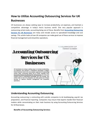 How to Utilize Accounting Outsourcing Services for UK Businesses