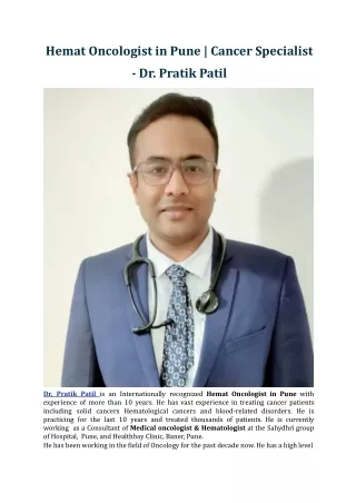 Hemat Oncologist in Pune