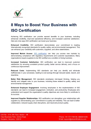 8 Ways to boost your business with ISO Certification