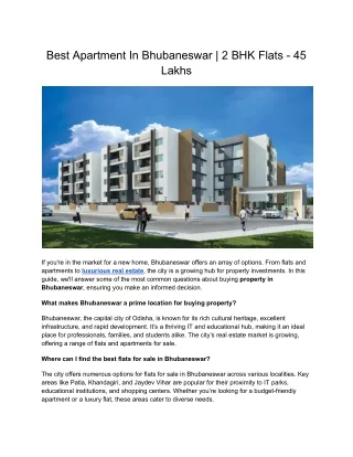 Best Apartment In Bhubaneswar | 2 BHK Flats - 45 Lakhs