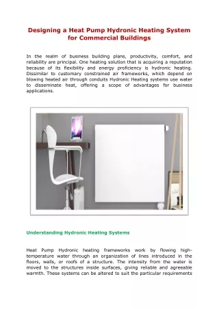 Designing a Heat Pump Hydronic Heating System for Commercial Buildings