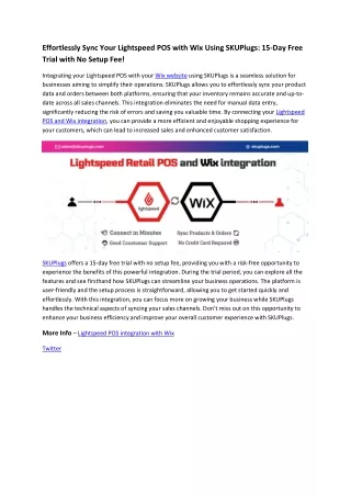 Effortlessly Sync Your Lightspeed POS with Wix Using SKUPlugs