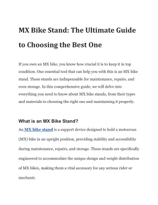 MX Bike Stand_ The Ultimate Guide to Choosing the Best One