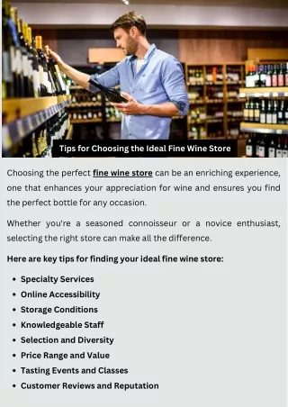 Tips for Choosing the Ideal Fine Wine Store