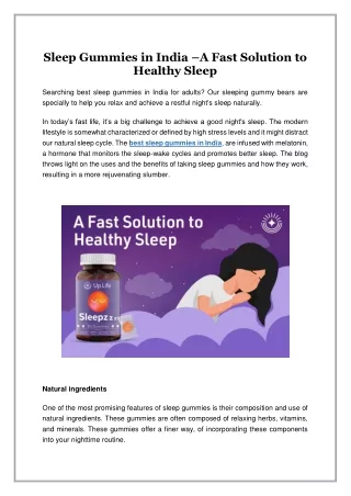 Sleep Gummies in India – A Fast Solution to Healthy Sleep