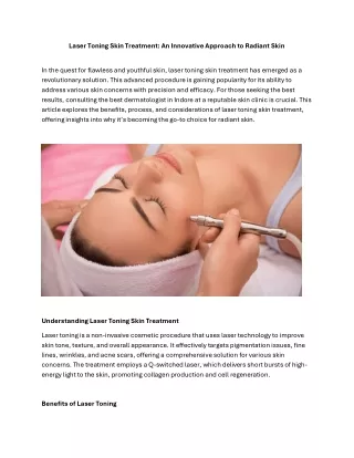 Laser Toning Skin Treatment: An Innovative Approach to Radiant Skin