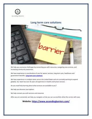 Long term care solutions