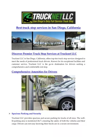 Best truck stop services in San Diego, California