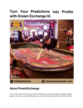 Mahaveer's book, "Turn Your Predictions into Profits with Dream Exchange Id," de