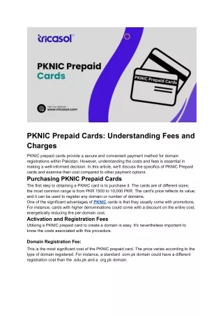 PKNIC Prepaid Cards: Understanding Fees and Charges