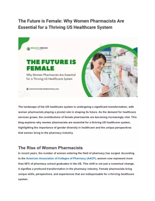 The Future is Female_ Why Women Pharmacists Are Essential for a Thriving US Healthcare System