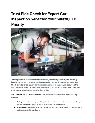 Trust Ride Check for Expert Car Inspection Services Your Safety, Our Priority