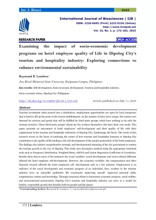 Examining the impact of socio-economic development programs on hotel employee