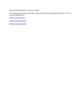 Gebäudereinigung München - Saubermann GmbH