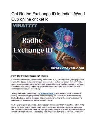 Get Radhe Exchange ID in India - World Cup online cricket id