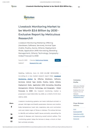 Livestock Monitoring Market Growth to be Worth $3.6 Billion by 2030