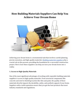 How Building Materials Suppliers Can Help You Achieve Your Dream Home