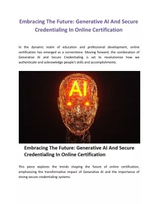 Generative AI & Secure Credentialing In Online Certification