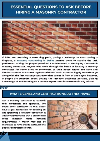 Essential Questions to Ask Before Hiring a Masonry Contractor