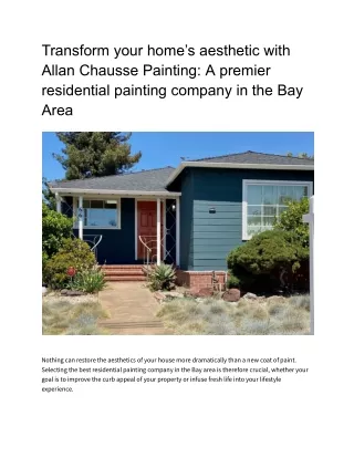 Transform your home’s aesthetic with Allan Chausse Painting