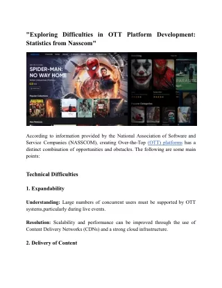 Exploring Difficulties in OTT Platform Development : Statistics from Nasscom
