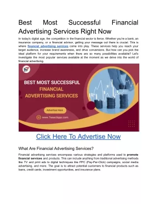 Best Most Successful Financial Advertising Services Right Now