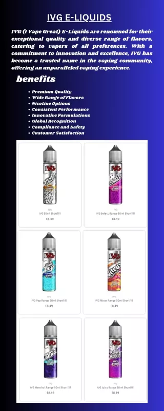 IVG E-LIQUIDS in UK