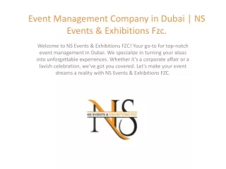 NS Events & Exhibitions: Event Management Company in Dubai