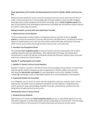 Smart Speed Gate Turnstiles in KSA