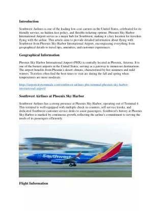 SouthWest Airlines Phoenix Sky Harbor International Airport information